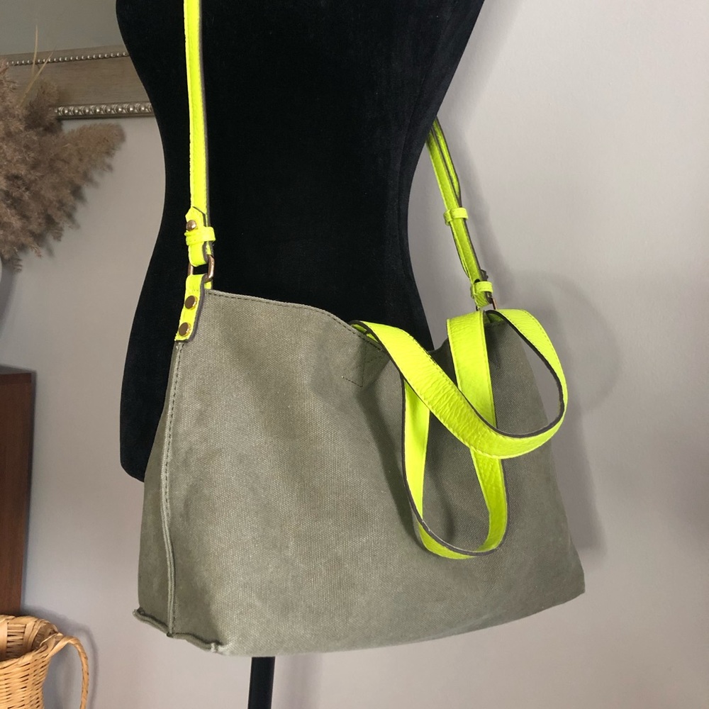 Reversible Neon And Grey Purse Bag